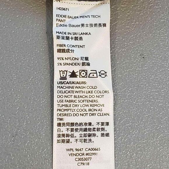 Eddie Bauer Pants Men’s Size 40x30 Gray Straight Leg Flat Front Nylon Hike 40 - Picture 8 of 11